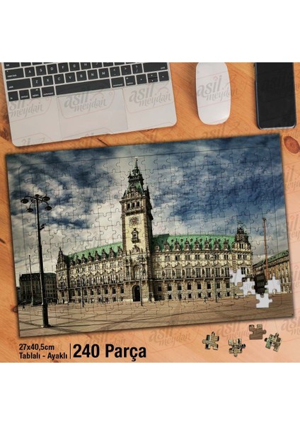 Asil Hobi Hamburg - Mimari Yapı - Gökyüzü Yapboz -Ayak Destekli Çerçeveli 240 Parça Puzzle