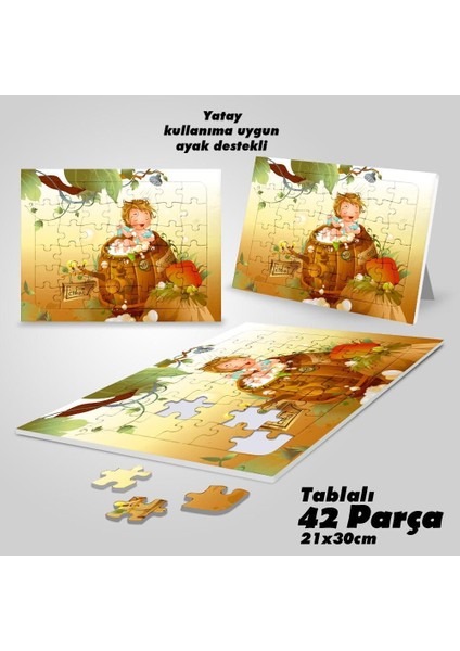 Asil Hobi Peri Masalı - Banyo Yapan Çocuk Yapboz- Ayak Destekli Çerçeveli 42 Parça Puzzle