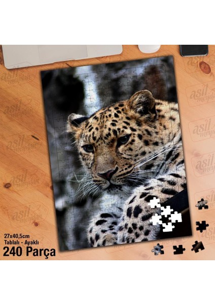 Asil Hobi Leopar - Vahşi Yaşam- Hayvan Yapboz - Ayak Destekli Çerçeveli 240 Parça Puzzle