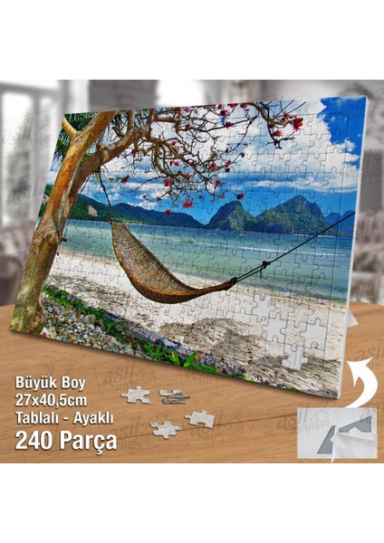 Asil Hobi Hamak -Ağaçlar - Deniz - Doğa- Manzara Yapboz - Ayak Destekli Çerçeveli 240 Parça Puzzle