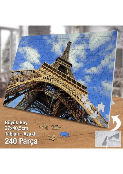 Asil Hobi Eyfel Kulesi -Gökyüzü -Yakın Çekim -Paris Yapboz- Ayak Destekli Çerçeveli 240 Parça Puzzle fiyatları