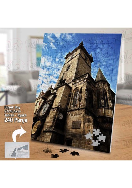 Asil Hobi Prag'daki Eski Kent Meydanı - Mimari Yapboz - Ayak Destekli Çerçeveli 240 Parça Puzzle