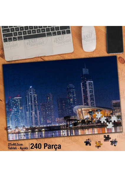 Asil Hobi Dubai Mimari Yapı- Gökdelenler -Deniz Yapboz - Ayak Destekli Çerçeveli 240 Parça Puzzle