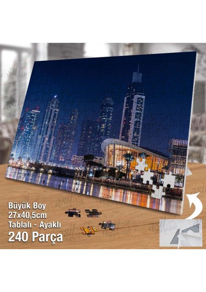 Asil Hobi Dubai Mimari Yapı- Gökdelenler -Deniz Yapboz - Ayak Destekli Çerçeveli 240 Parça Puzzle