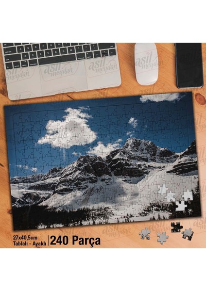 Asil Hobi Karlı Dağlar - Gökyüzü - Ağaçlar -Manzara Yapboz -Ayak Destekli Çerçeveli 240 Parça Puzzle