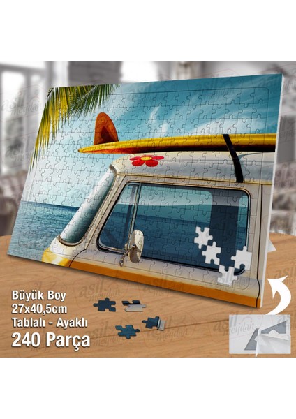 Asil Hobi Tatil - Woswos - Araba - Ağaç - Deniz Yapboz - Ayak Destekli Çerçeveli 240 Parça Puzzle