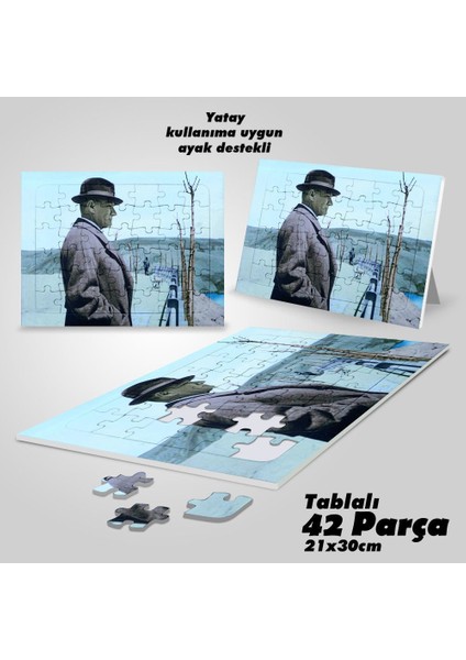 Asil Hobi Şık Modern Giyimli Mustafa Kemal Atatürk -Yapboz- Ayak Destekli Çerçeveli 42 Parça Puzzle