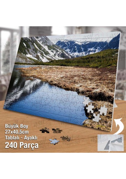 Asil Hobi Karlı Dağlar - Göl -Yansıma - Manzara Yapboz- Ayak Destekli Çerçeveli 240 Parça Puzzle fiyatları
