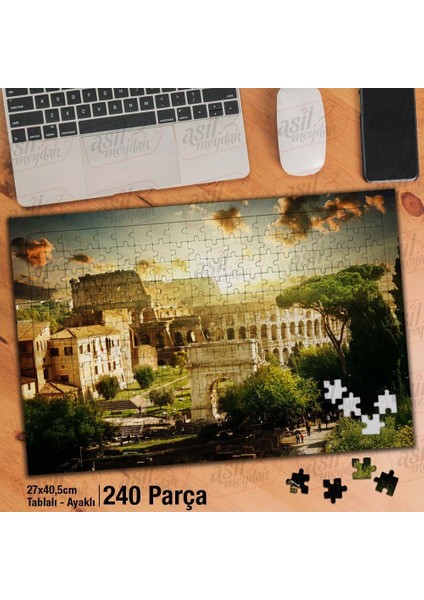 Asil Hobi Roma Kolezyum - Retro - Mimari Yapboz - Ayak Destekli Çerçeveli 240 Parça Puzzle