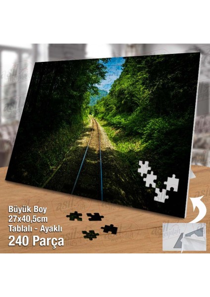 Asil Hobi Tren Rayları - Ağaçlar - Doğa - Manzara Yapboz -Ayak Destekli Çerçeveli 240 Parça Puzzle fiyatları