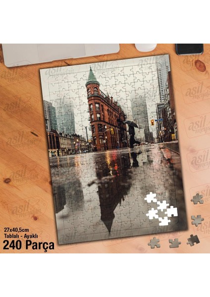 Asil Hobi Toronto Flatiron Binası - Yansıma -Mimar Yapboz - Ayak Destekli Çerçeveli 240 Parça Puzzle