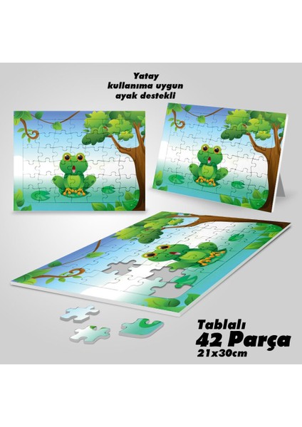 Asil Hobi Sevimli Şaşkın Kurbağa - Çocuklar Için Eğitici Yapboz- Ayak Destekli 42 Parça Puzzle