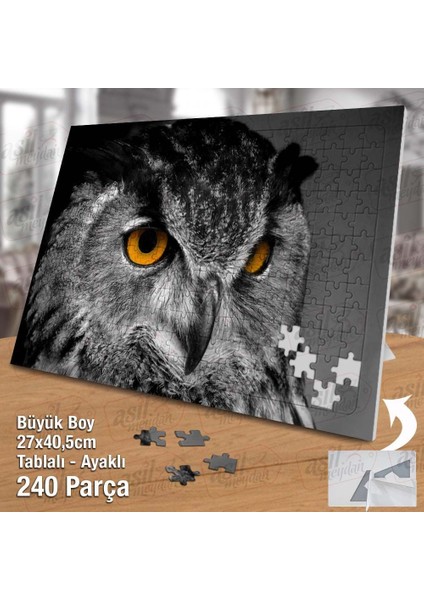Asil Hobi Baykuş - Yırtıcı Kuş - Vahşi Hayvan Yapboz - Ayak Destekli Çerçeveli 240 Parça Puzzle fiyatları