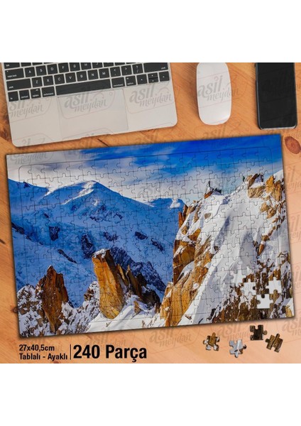 Asil Hobi Karlı Dağlar - Doğa - Manzarayapboz -Ayak Destekli Çerçeveli 240 Parça Puzzle