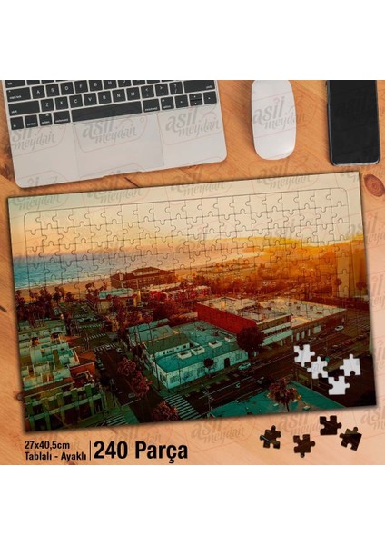 Asil Hobi Santa Monica Plajı - Manzara - Deniz Yapboz - Ayak Destekli Çerçeveli 240 Parça Puzzle