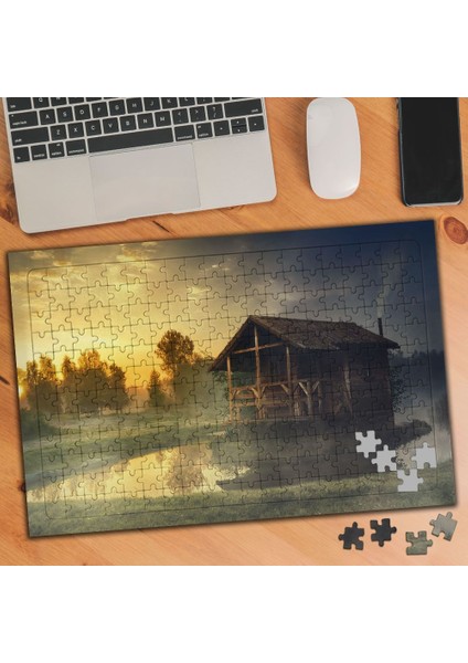 Göl Kenarındaki Ahşap Ev 240 Parça Puzzle YAPBOZ-3374201