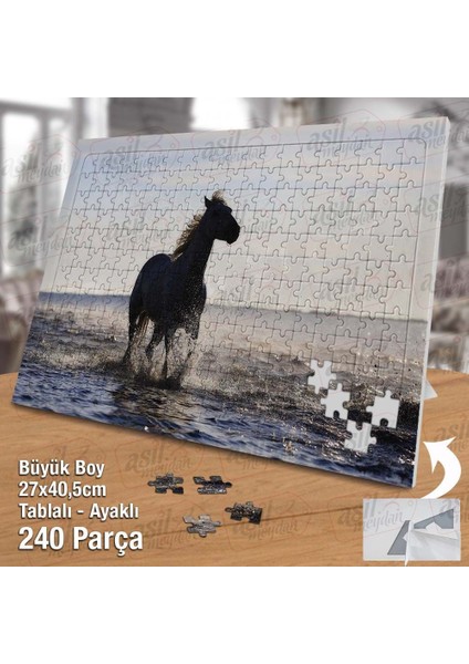 Asil Hobi Sahilde Koşan At - Doğa -Manzara -Hayvan Yapboz - Ayak Destekli Çerçeveli 240 Parça Puzzle fiyatları