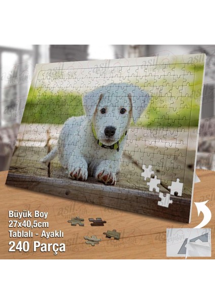 Asil Hobi Yavru Beyaz Köpek -Evcil Hayvanlar -Doğa Yapboz -Ayak Destekli Çerçeveli 240 Parça Puzzle fiyatları
