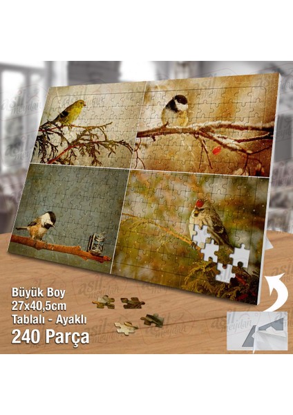 Asil Hobi Dört Mevsim - Kuş - Hayvan - Ağaçlar Yapboz - Ayak Destekli Çerçeveli 240 Parça Puzzle fiyatları