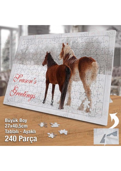 Asil Hobi Karlı Kış Günü - Orman - Atlar -Hayvan Yapboz - Ayak Destekli Çerçeveli 240 Parça Puzzle fiyatları