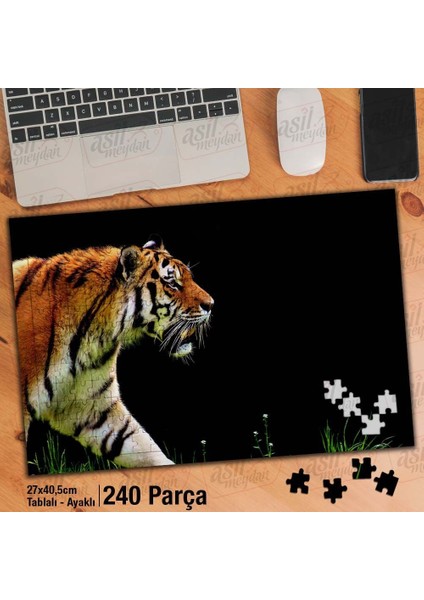 Asil Hobi Kaplan - Doğa - Vahşi Hayvan Yapboz - Ayak Destekli Çerçeveli 240 Parça Puzzle