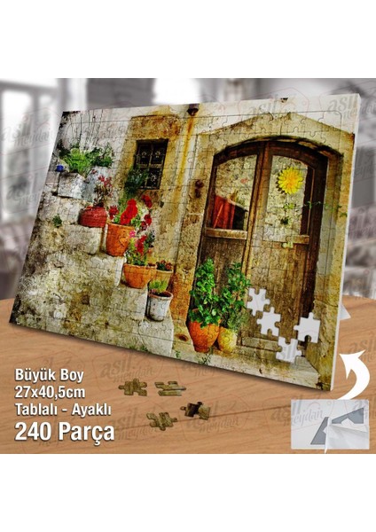 Asil Hobi Merdivenlerdeki Saksılar - Çiçek Yapboz -Ayak Destekli Çerçeveli 240 Parça Puzzle fiyatları
