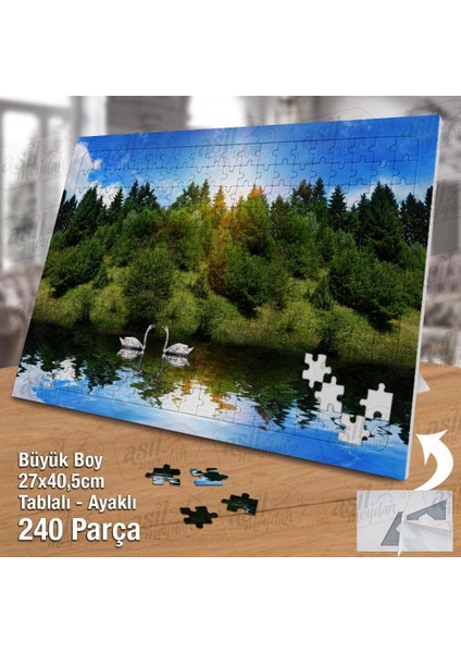 Asil Hobi Ağaçlar - Kuğu - Göl - Manzara - Doğa Yapboz -Ayak Destekli Çerçeveli 240 Parça Puzzle fiyatları