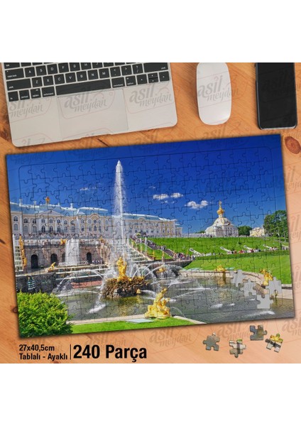 Asil Hobi Petersburg - Petergof Sarayı - Mimari Yapboz-Ayak Destekli Çerçeveli 240 Parça Puzzle