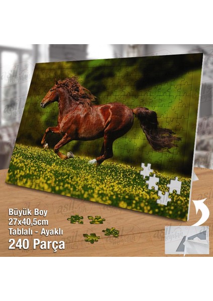 Asil Hobi Koşan Kahverengi At - Sarı Çiçekler Yapboz -Ayak Destekli Çerçeveli 240 Parça Puzzle fiyatları