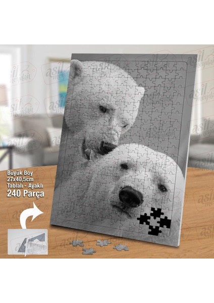 Asil Hobi Beyaz Kutup Ayıları - Doğa -Hayvanlar Yapboz - Ayak Destekli Çerçeveli 240 Parça Puzzle fiyatları