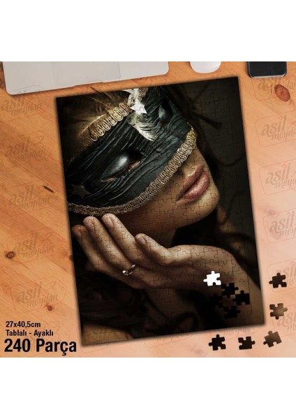 Asil Hobi Kadın - Maske - Balo Yapboz - Ayak Destekli Çerçeveli 240 Parça Puzzle