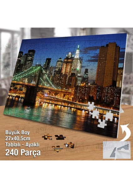 Asil Hobi Yüksek Binalar - Gökdelen - Şehir - Gece Yapboz -Ayak Destekli Çerçeveli 240 Parça Puzzle fiyatları