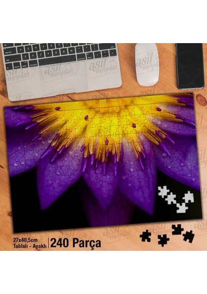 Asil Hobi Mor Sarı Çiçek - Bitki - Doğa Yapboz -Ayak Destekli Çerçeveli 240 Parça Puzzle