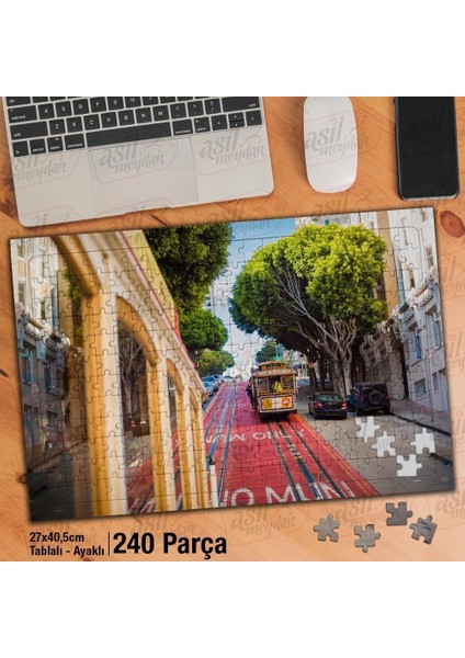 Asil Hobi San Francisco Tramvayı - Sokak Yapboz -Ayak Destekli Çerçeveli 240 Parça Puzzle