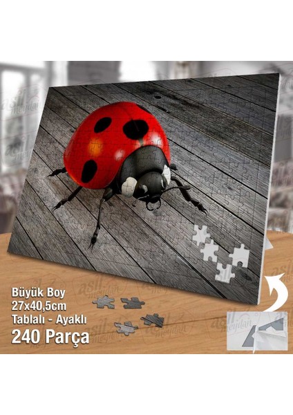 Asil Hobi Ahşap Tahta Üzerinde Uğur Böceği - Hayvan Yapboz -Ayak Destekli Çerçeveli 240 Parça Puzzle fiyatları