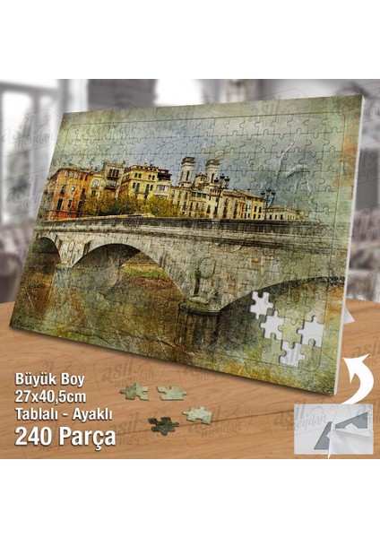 Asil Hobi Köprü - Evler - Mimari - Nostalji Yapboz-Ayak Destekli Çerçeveli 240 Parça Puzzle