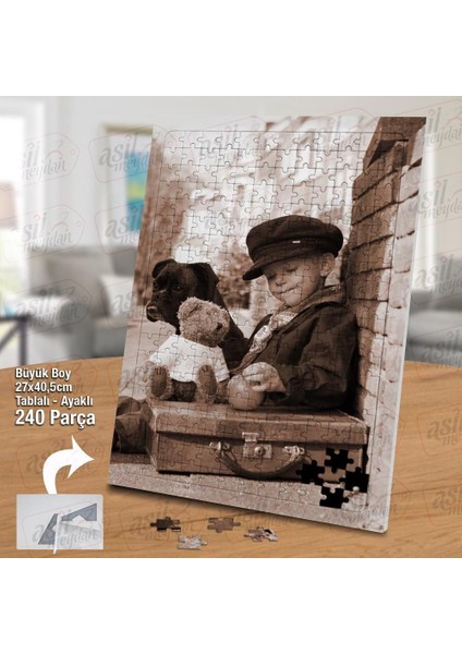 Asil Hobi Küçük Çocuk - Ayıcık - Köpek - Bavul Yapboz - Ayak Destekli Çerçeveli 240 Parça Puzzle fiyatları