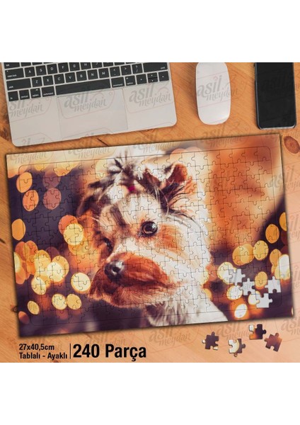 Asil Hobi Sevimli Köpek - Hayvan - Doğa - Işıklar Yapboz -Ayak Destekli Çerçeveli 240 Parça Puzzle
