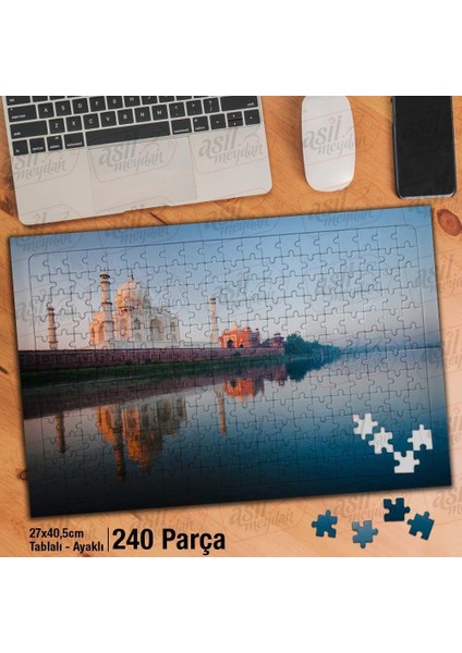 Asil Hobi Şeyh Zayed Camii -Minare -Deniz -Yansıma Yapboz -Ayak Destekli Çerçeveli 240 Parça Puzzle