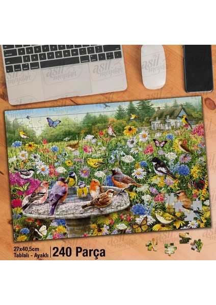 Asil Hobi Kuş Cenneti - Çiçekler - Doğa Yapboz -Ayak Destekli Çerçeveli 240 Parça Puzzle