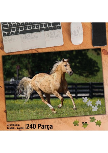 Asil Hobi Sevimli At - Doğa - Hayvan Yapboz -Ayak Destekli Çerçeveli 240 Parça Puzzle
