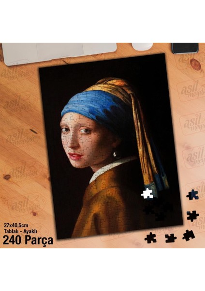 Asil Hobi Inci Küpeki Kadın Yapboz - Ayak Destekli Çerçeveli 240 Parça Puzzle