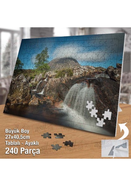 Asil Hobi Şelale - Ağaçlar - Dağlar - Manzara -Doğa Yapboz -Ayak Destekli Çerçeveli 240 Parça Puzzle fiyatları
