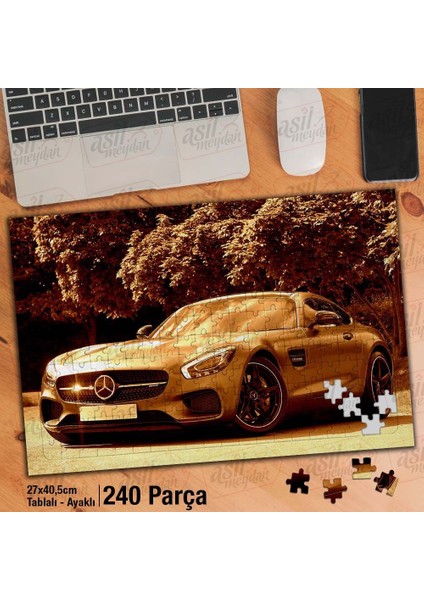 Asil Hobi Mercedes Benz-V8-Amg -Coupe -Spor Araba Yapboz -Ayak Destekli Çerçeveli 240 Parça Puzzle