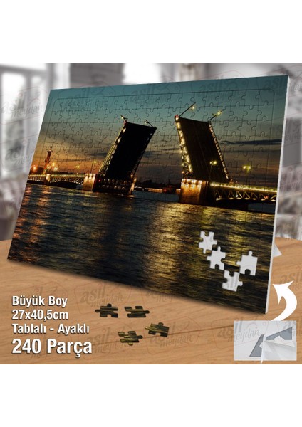 Asil Hobi Beyaz Geceler. St.petersburg, Rusya -Köprü Yapboz-Ayak Destekli Çerçeveli 240 Parça Puzzle