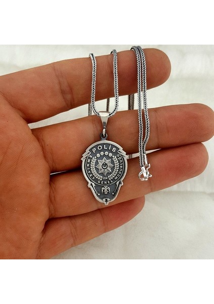 Erkek 925 Ayar Gümüş Emniyet Teşkilatı Polis Armalı Kolye fiyatları