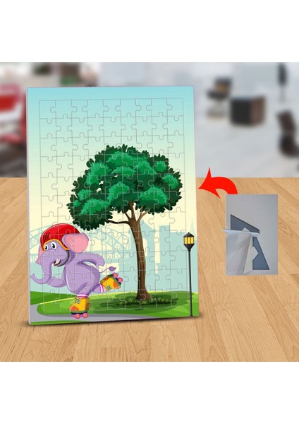 Paten Yapan Pembe Fil 99 Parça Puzzle Yapboz TABLO-1308-25107
