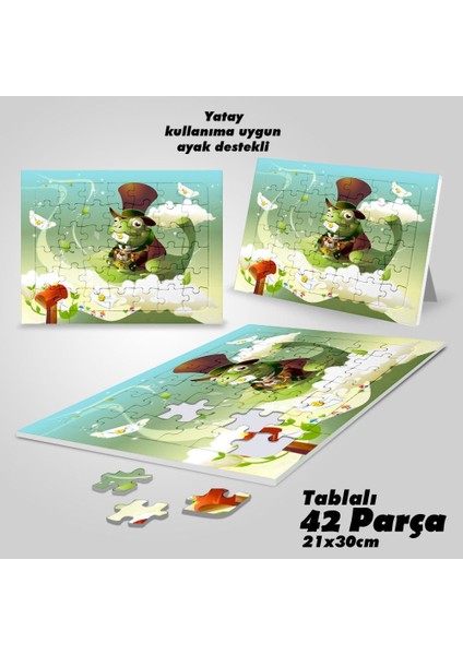 Asil Hobi Bulutlar - Şapkalı Kurbağa - Peri Masalı Yapboz- Ayak Destekli Çerçeveli 42 Parça Puzzle