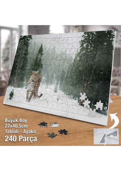 Asil Hobi Kar - Kış -Leopar - Vahşi Yaşam -Hayvan Yapboz- Ayak Destekli Çerçeveli 240 Parça Puzzle fiyatları