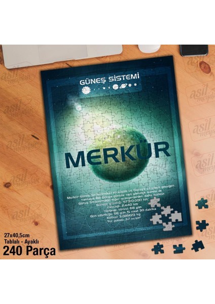 Asil Hobi Merkür Güneş Sistemi -Evren Yapboz - Ayak Destekli Çerçeveli 240 Parça Puzzle